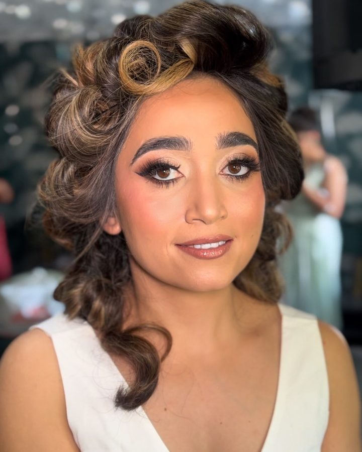 A bride with full glam makeup and rollers in, by By.EmWebster